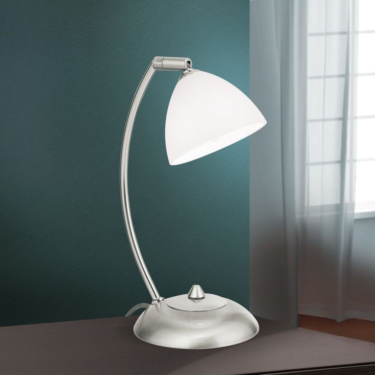 Tischlampe OPALDESIGN, Satin, mit opalem Glas