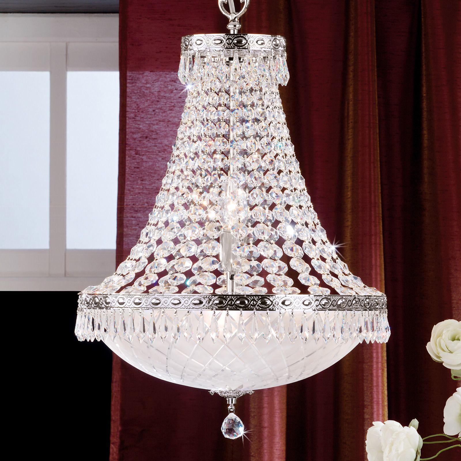 Lustr EMPIRE CRYSTAL, 6 světel, staré stříbro