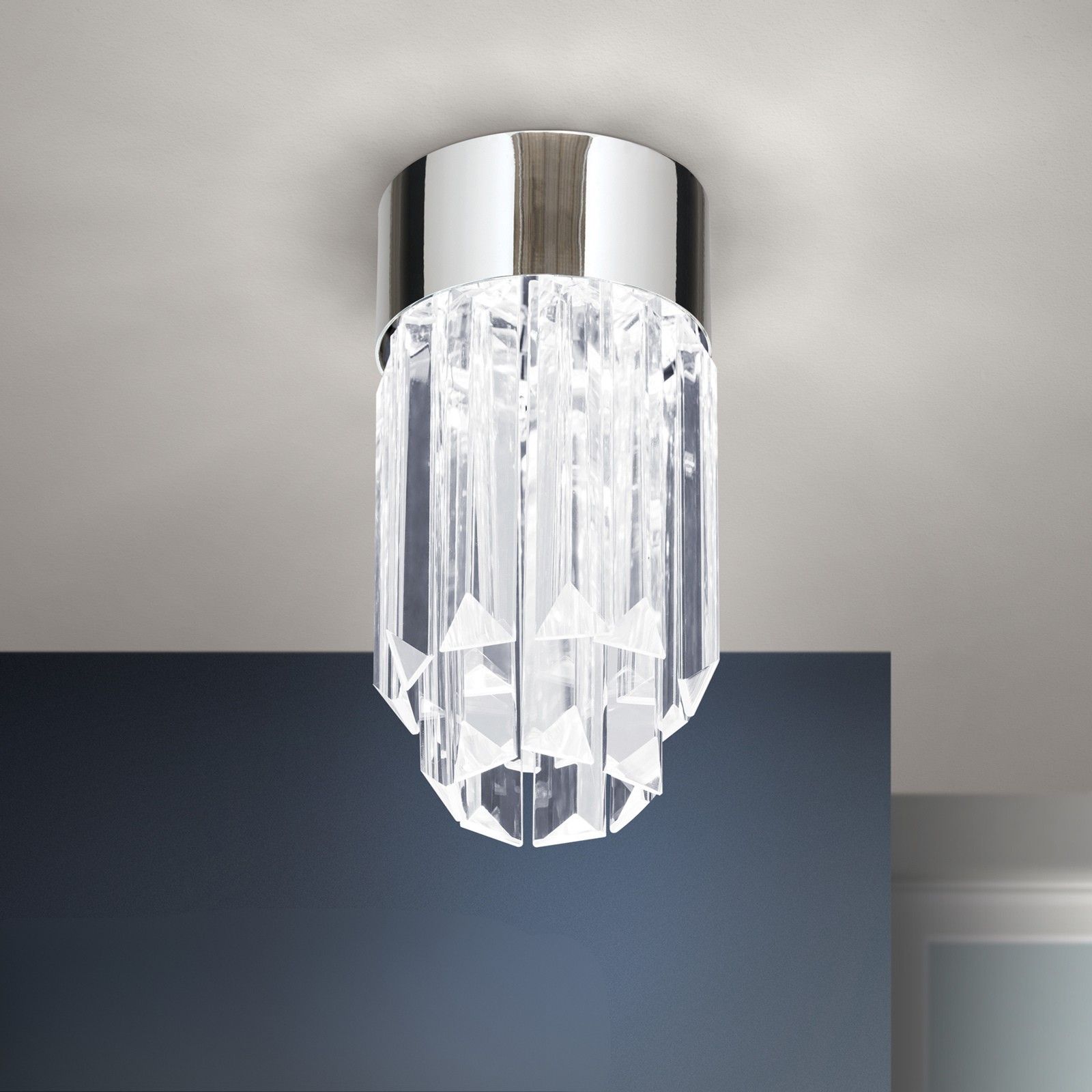 LED-Kristalldeckenleuchte PRISM, chrom