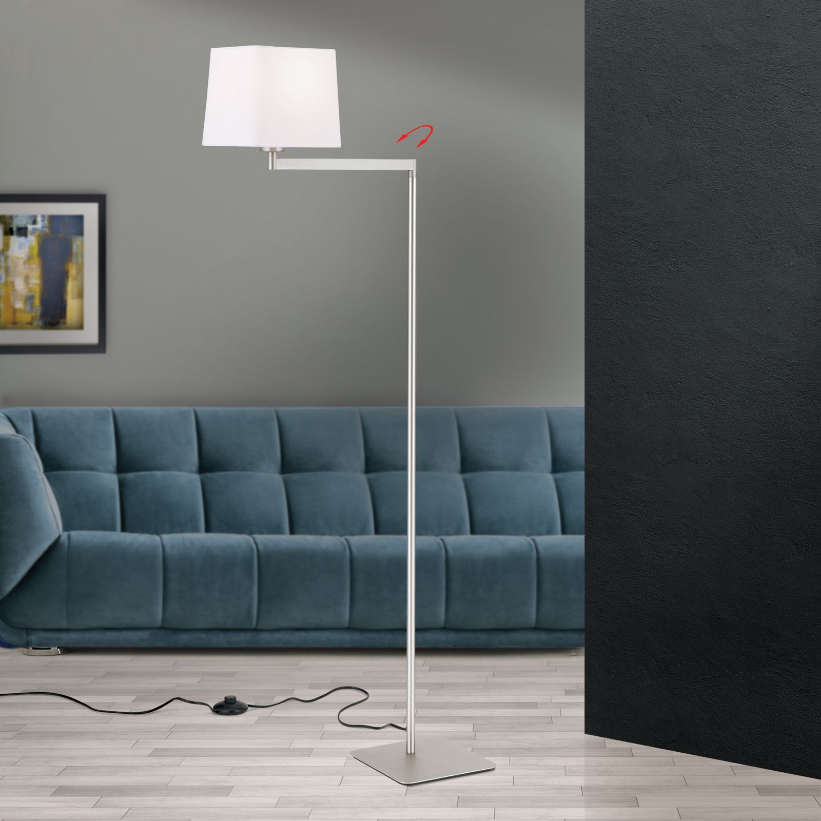 Floor lamp CARLTON, satin finish