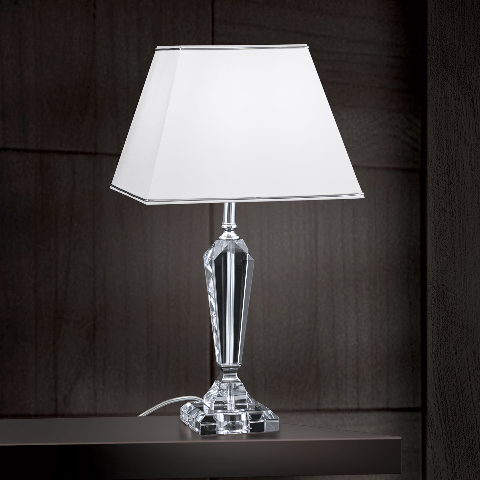 Table lamp VERONIQUE, square, chrome with white shade