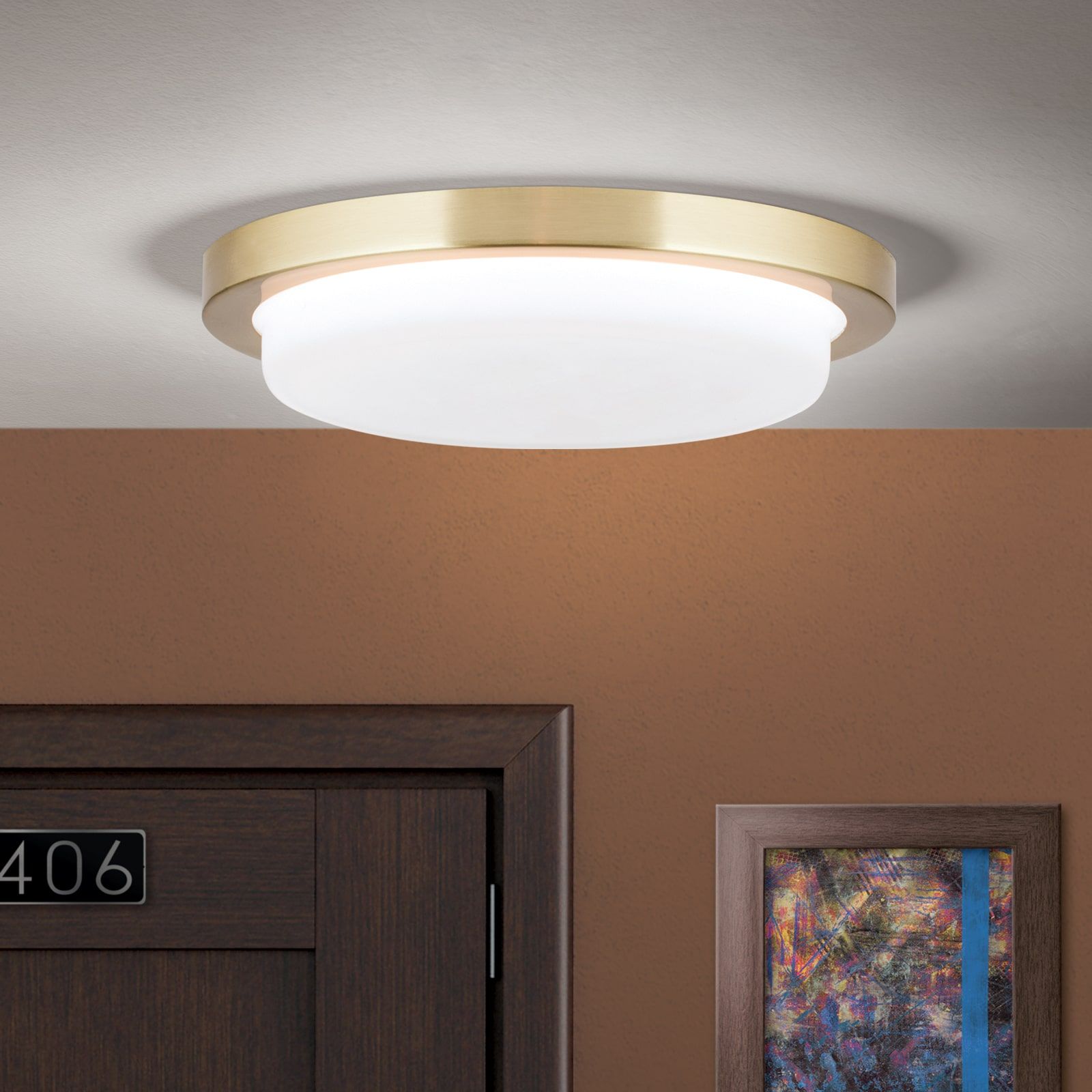 LEROX LED Ceiling Light, brass finish, Ø 20cm