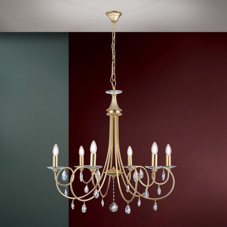 Chandelier GIADA, 6-flames, gold matt