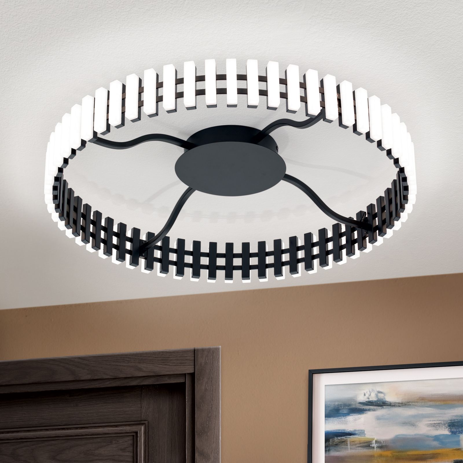 LED ceiling light MANSION, black, 63 cm