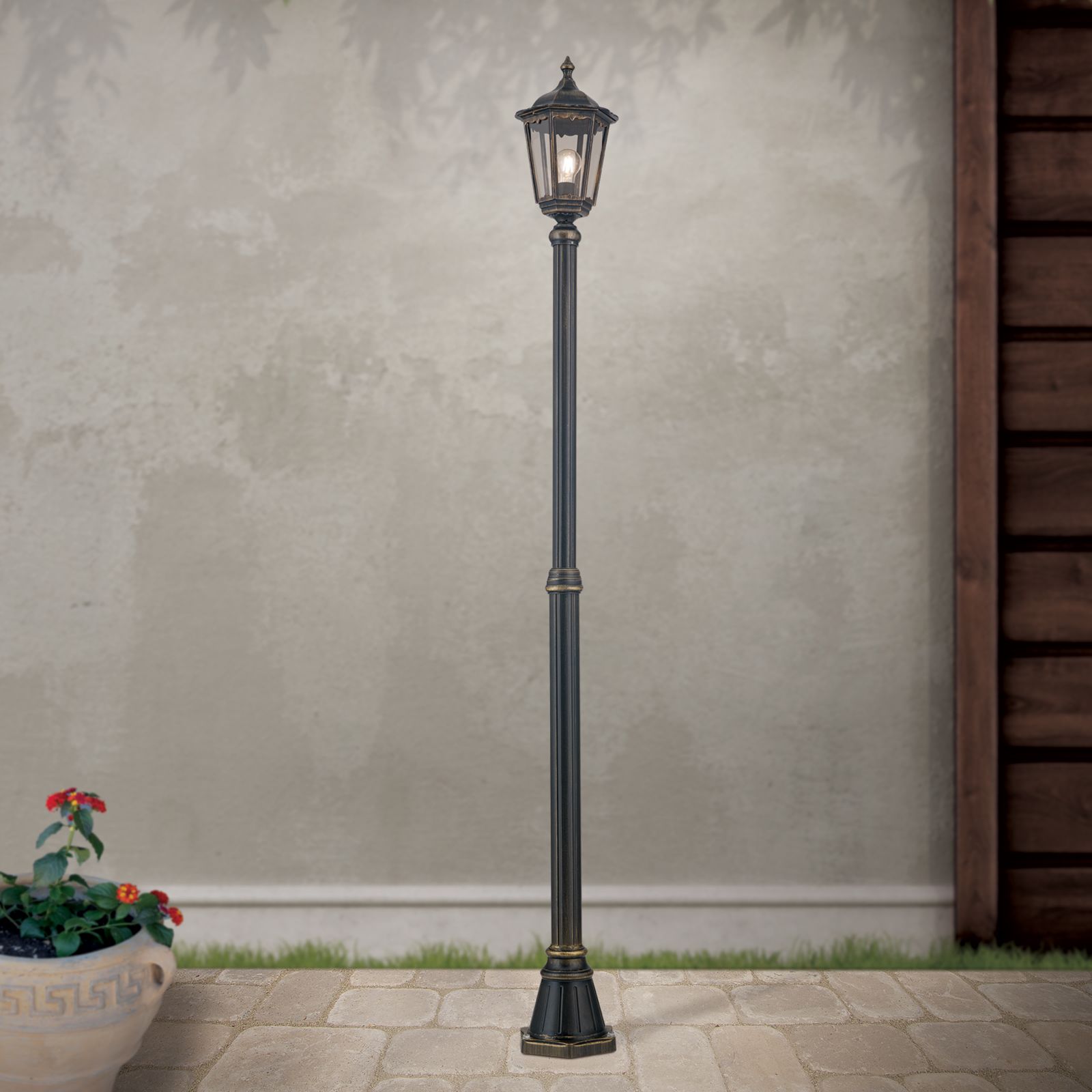 Außenleuchte PUCHBERG, Schwarz-Gold, H211cm