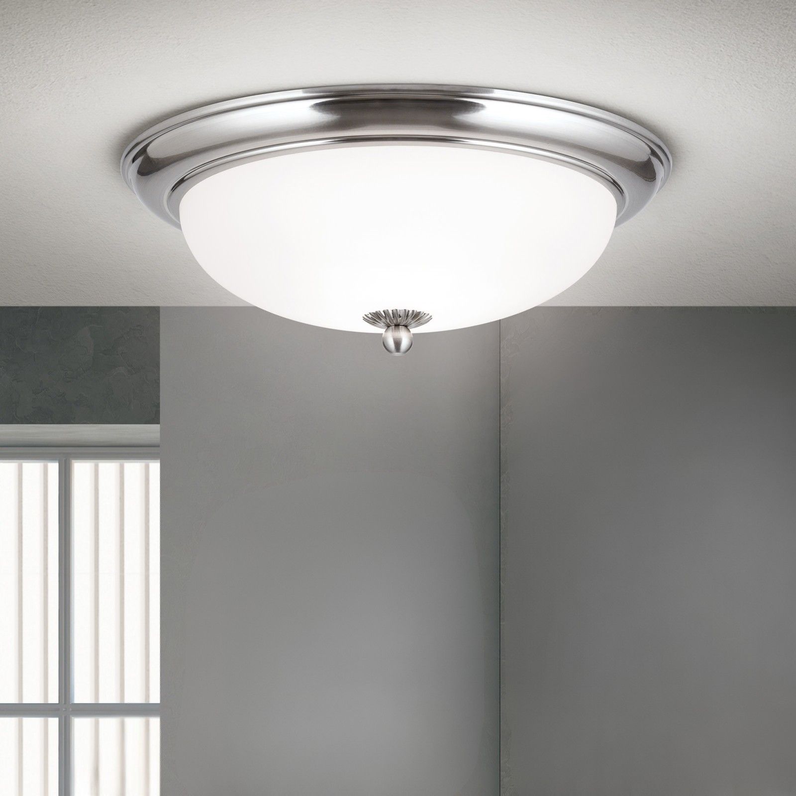Ceiling light WIENER NOSTALGIE, 35cm, satin chrome colour, matt opal glass