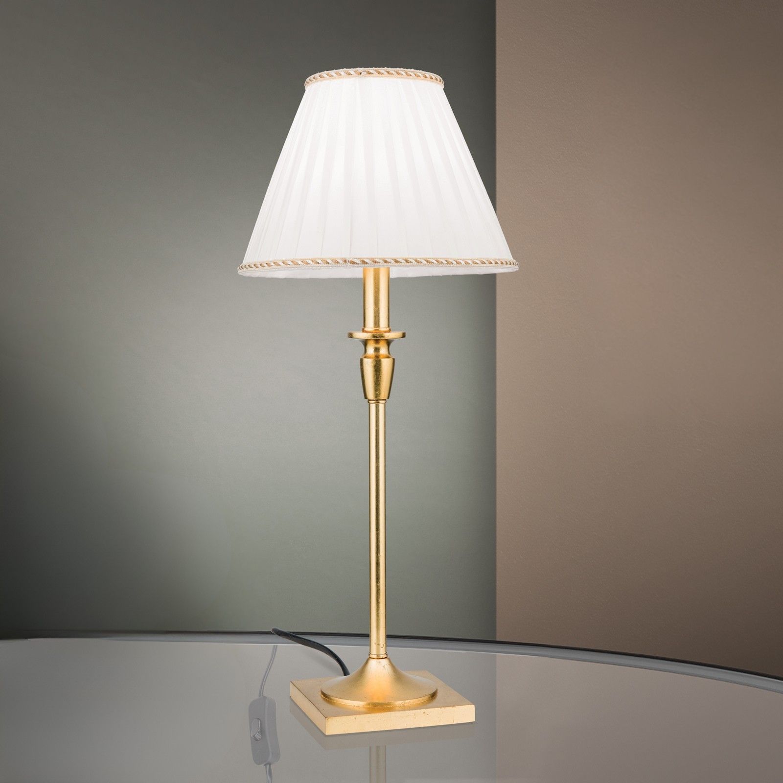 Stolní lampa FONSA, starožitné zlato, V61cm