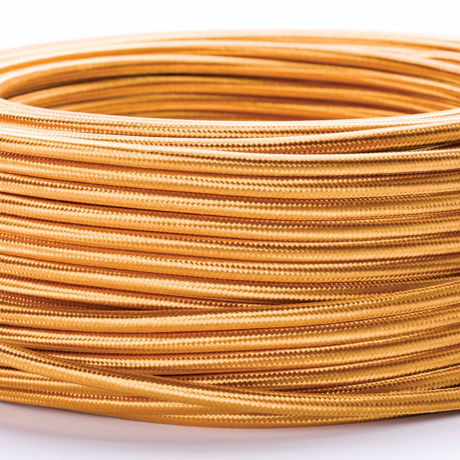 Kabel, Textil, 3x0,75 mm², 1 m, Zlato