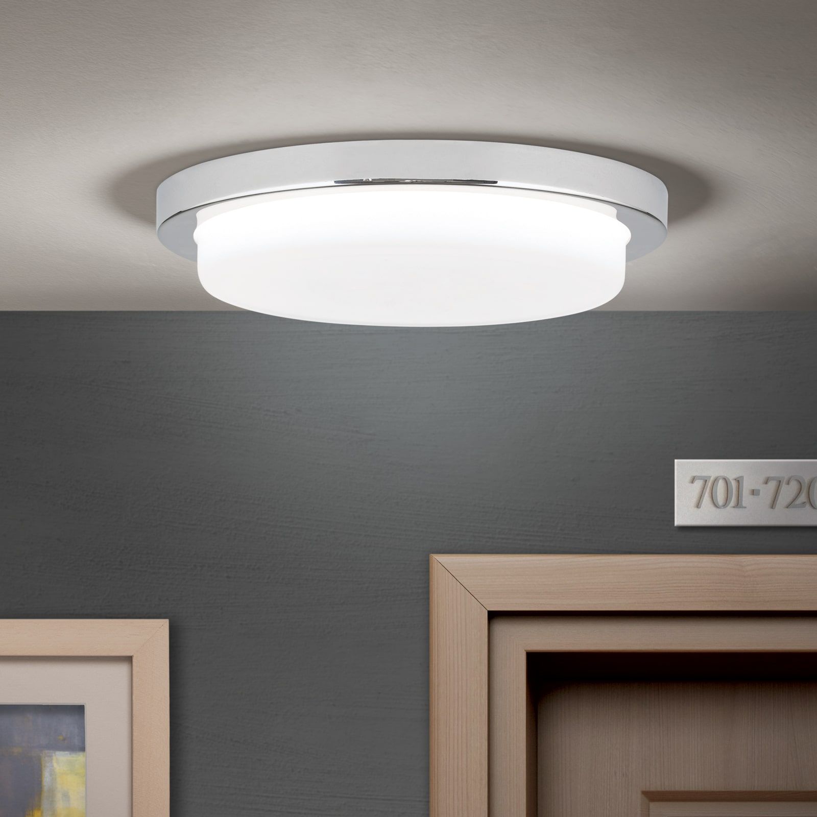 LEROX LED Ceiling Light, chrome finish, Ø 20cm