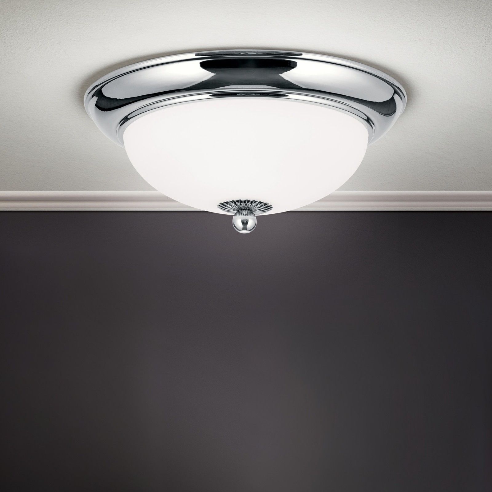 Ceiling light Empire, CHROM, with opal matt glass, with knob, 26cm