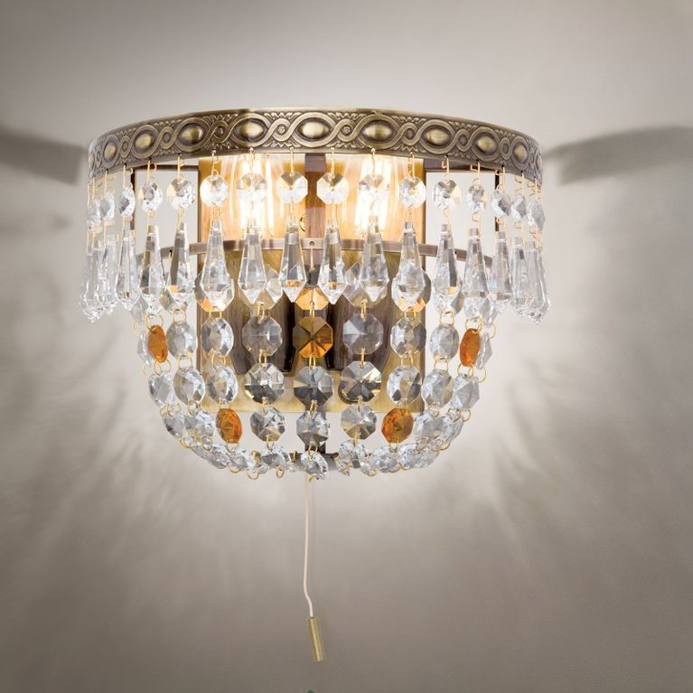 Wandleuchte SHERATON, 2-flammig, Patina, Höhe 16 cm