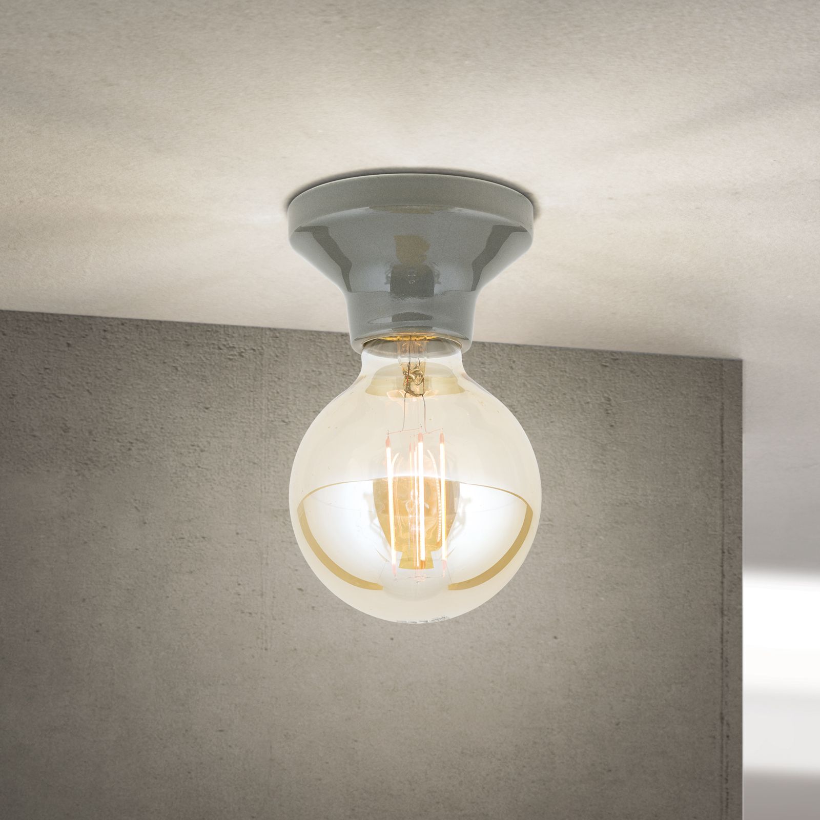 Ceiling light FROST, Grey, Ceramic