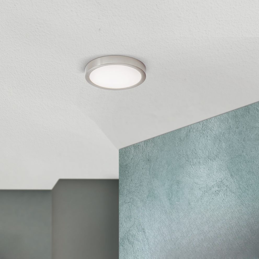 LED ceiling light LERO, titanium, round, 18cm