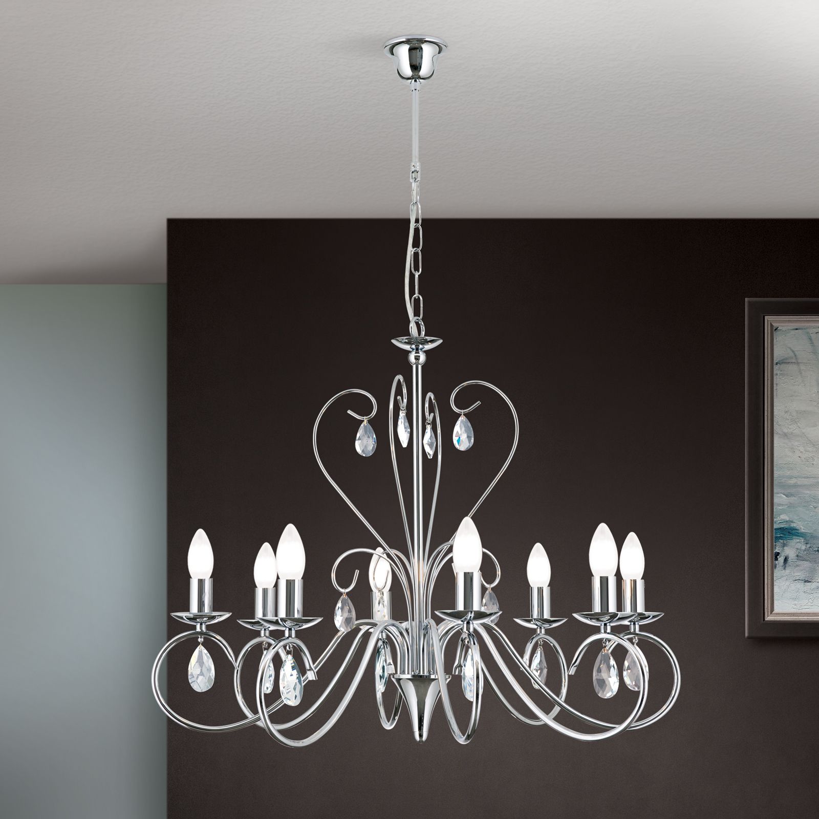 Chandelier ALESSIA, 8-flames, chrome