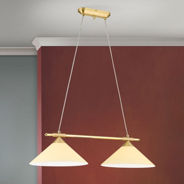 Hängeleuchte ARTDESIGN, 2-flammig, Messing matt, mit champagner färbigen Gläsern