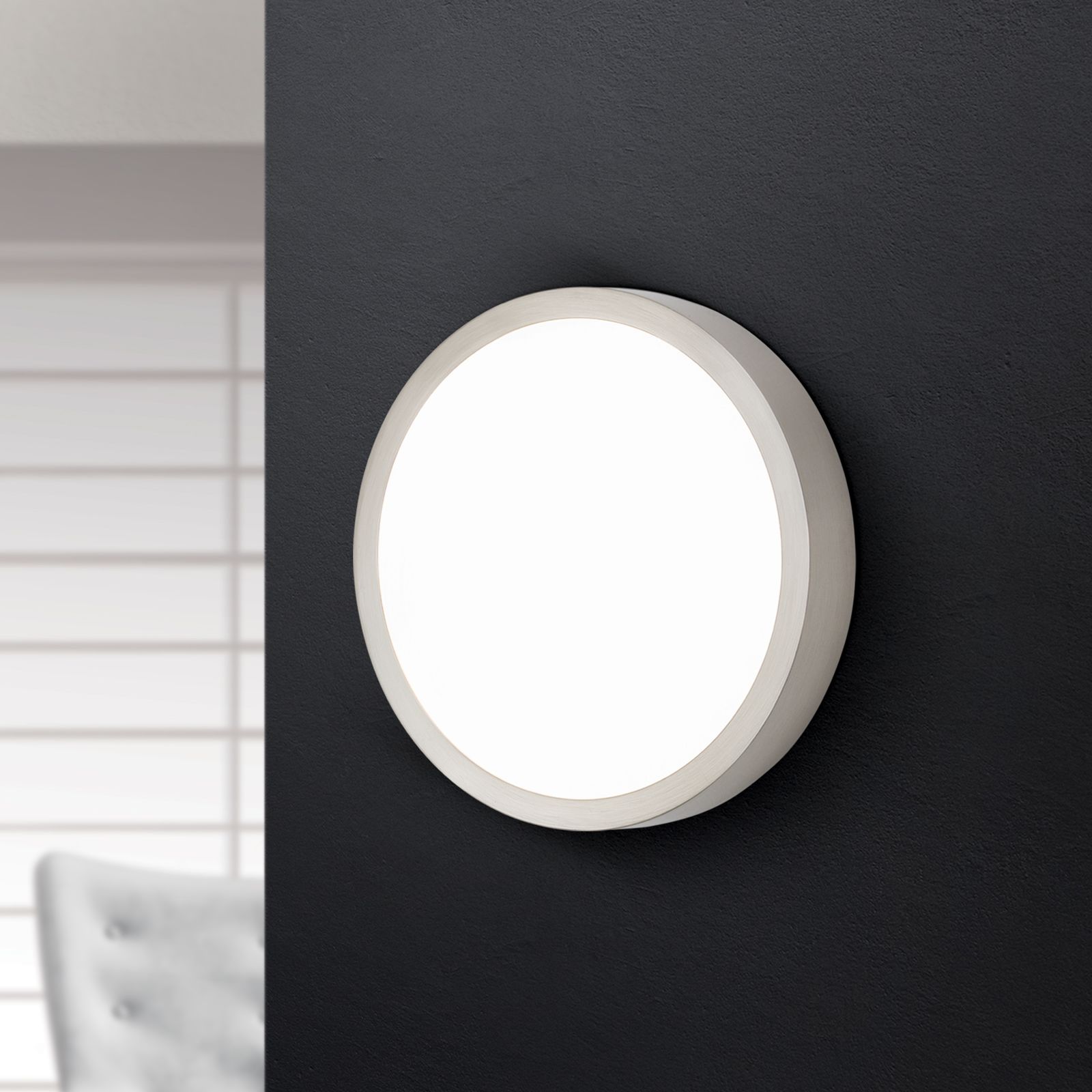 BULLY LED ceiling light, Ø 14 cm, satin chrome