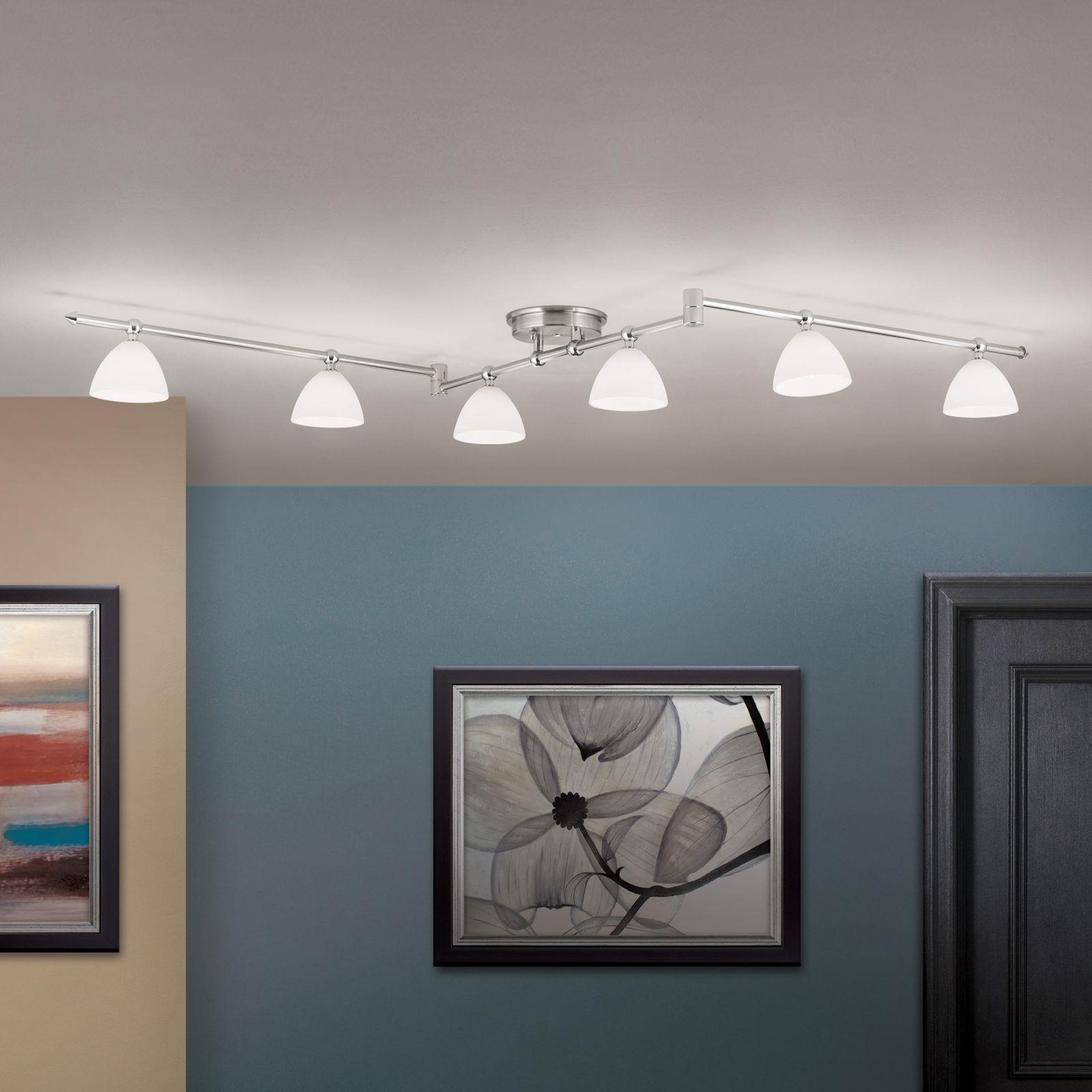 Strahler OPALDESIGN, 6-flammig, Satin, mit Opalgläsern