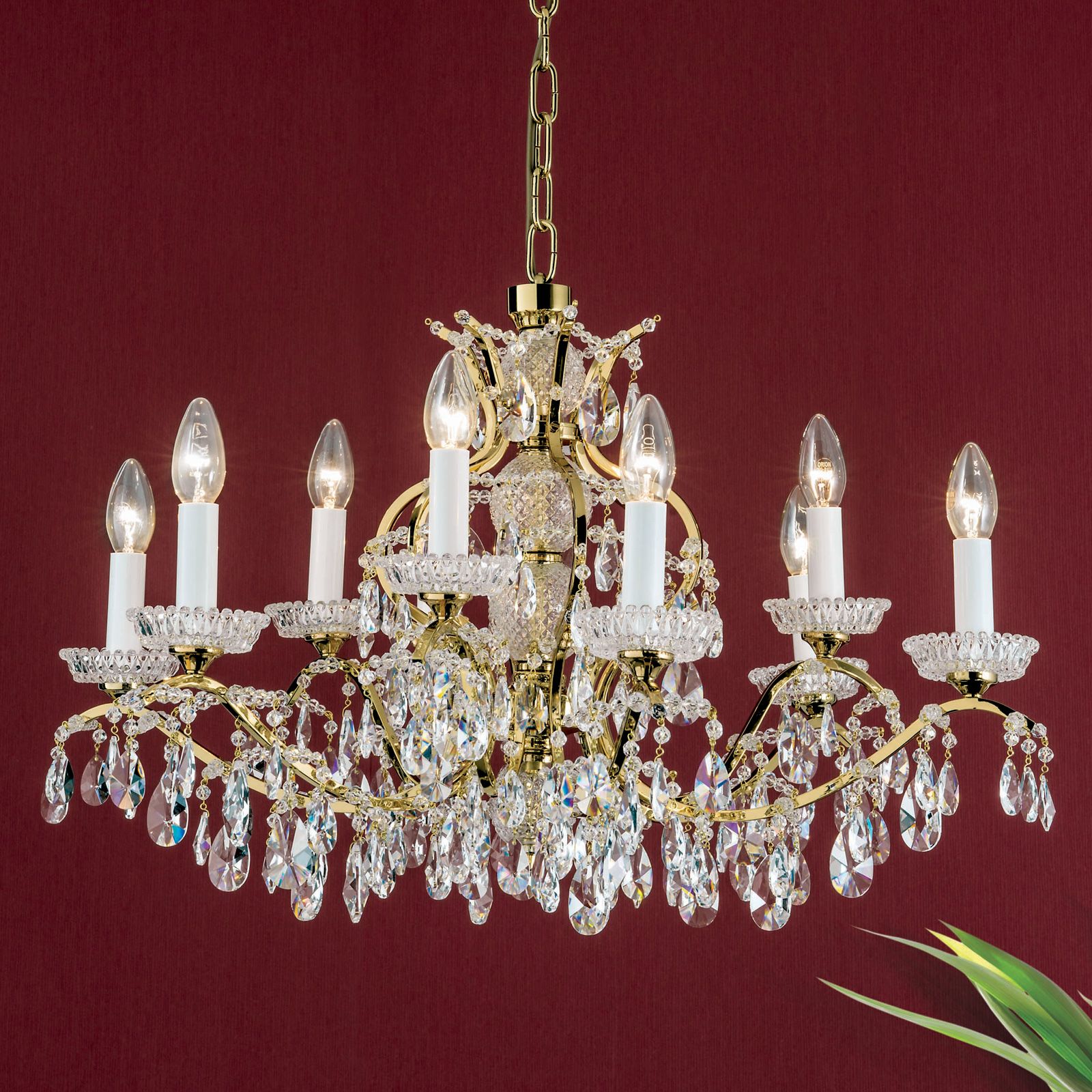 Chandelier HIROHITO, 9-flames, gold