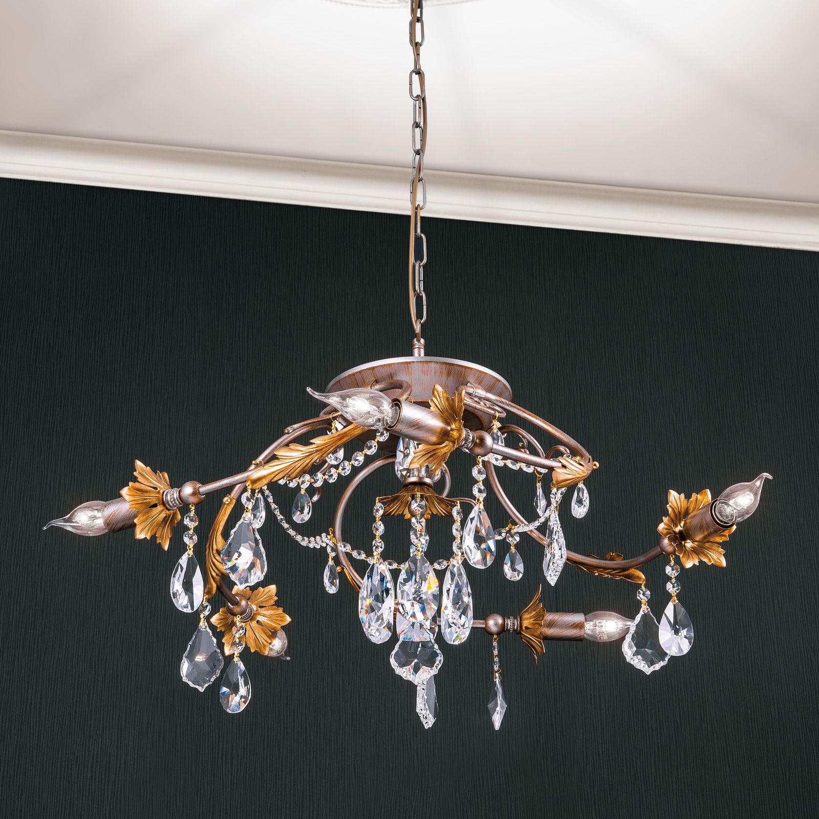 Hängeleuchte MIRAMARE, 5-flammig, silbergold