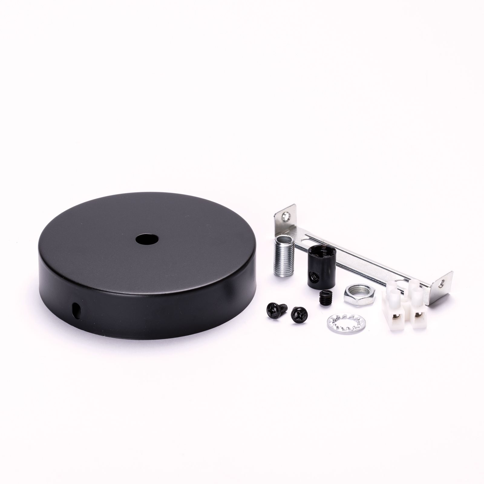 Rosette with clamp nipple, Ø 100 mm, black