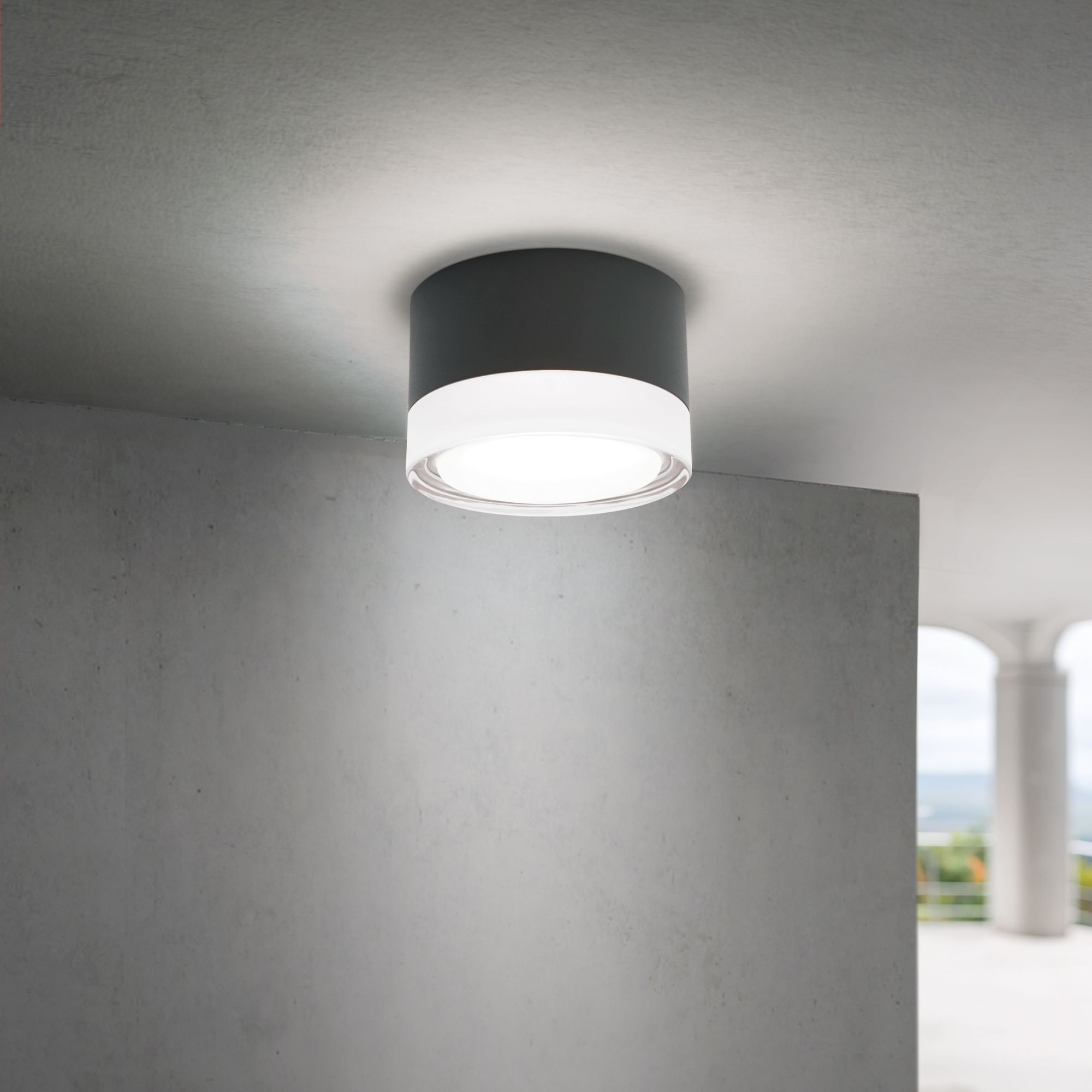 AREK LED ceiling light, Ø 12 cm, anthracite