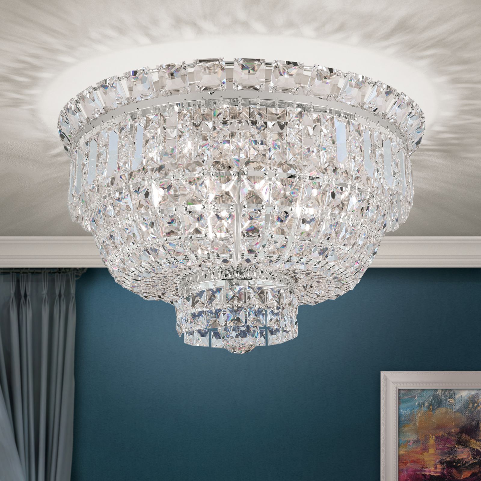 Ceiling chandelier AMBASSADOR, 3-flames, chrome, 45 cm