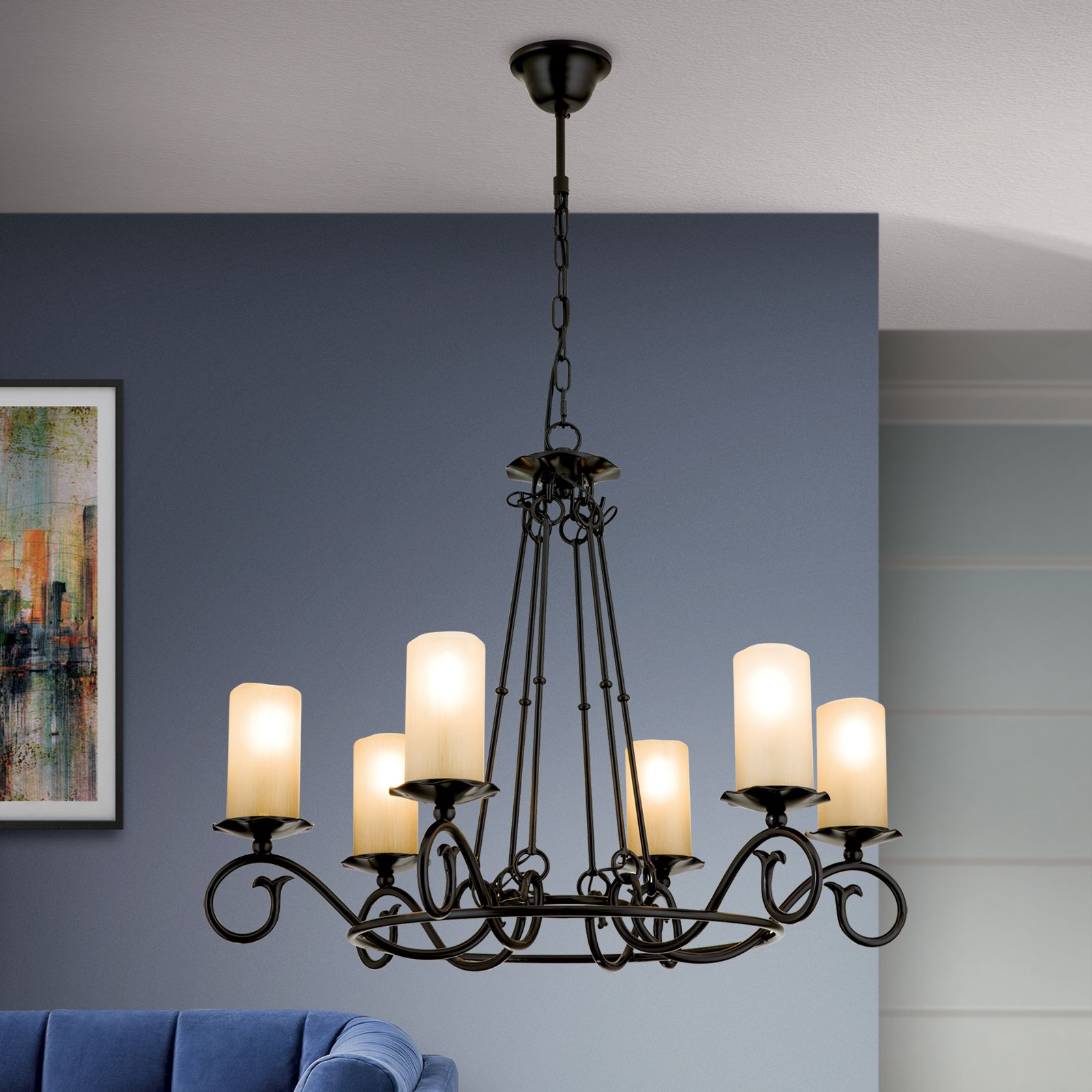 Luster RUSTICKA, 6-flammig, Antik