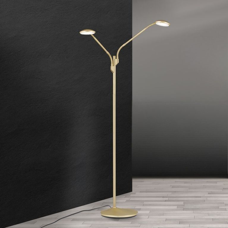 LED-Stehleuchte COBRA, 2-flammig, Messing-matt