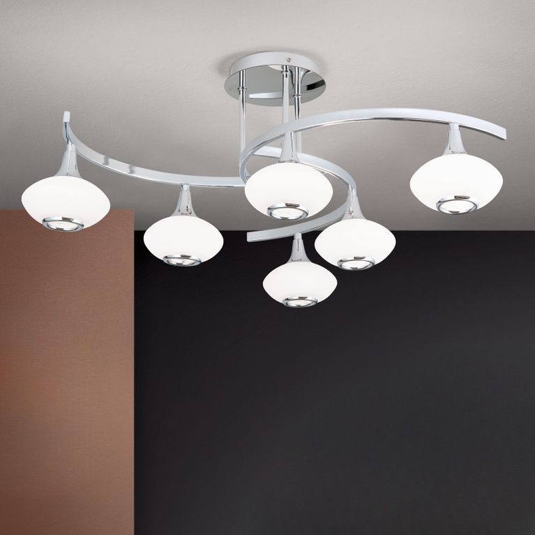 Ceiling light LIA, 6-flame, chrome