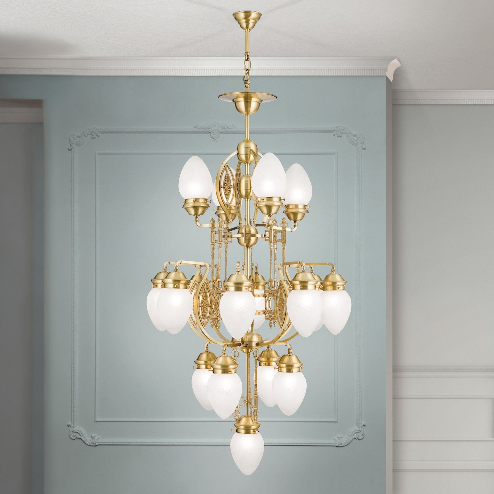 Lustr BUDAPEST, 17 světel, bronz, s čirými matnými skly