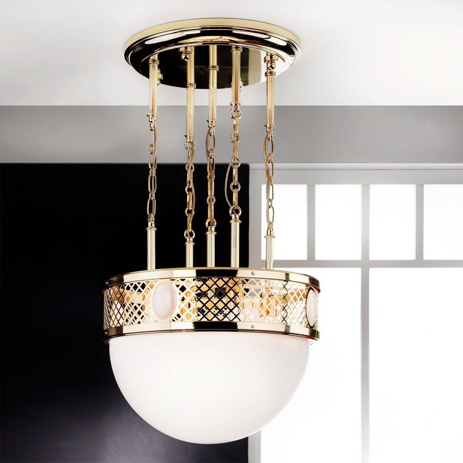 Pendant lamp ALT WIEN, shiny brass, 53cm