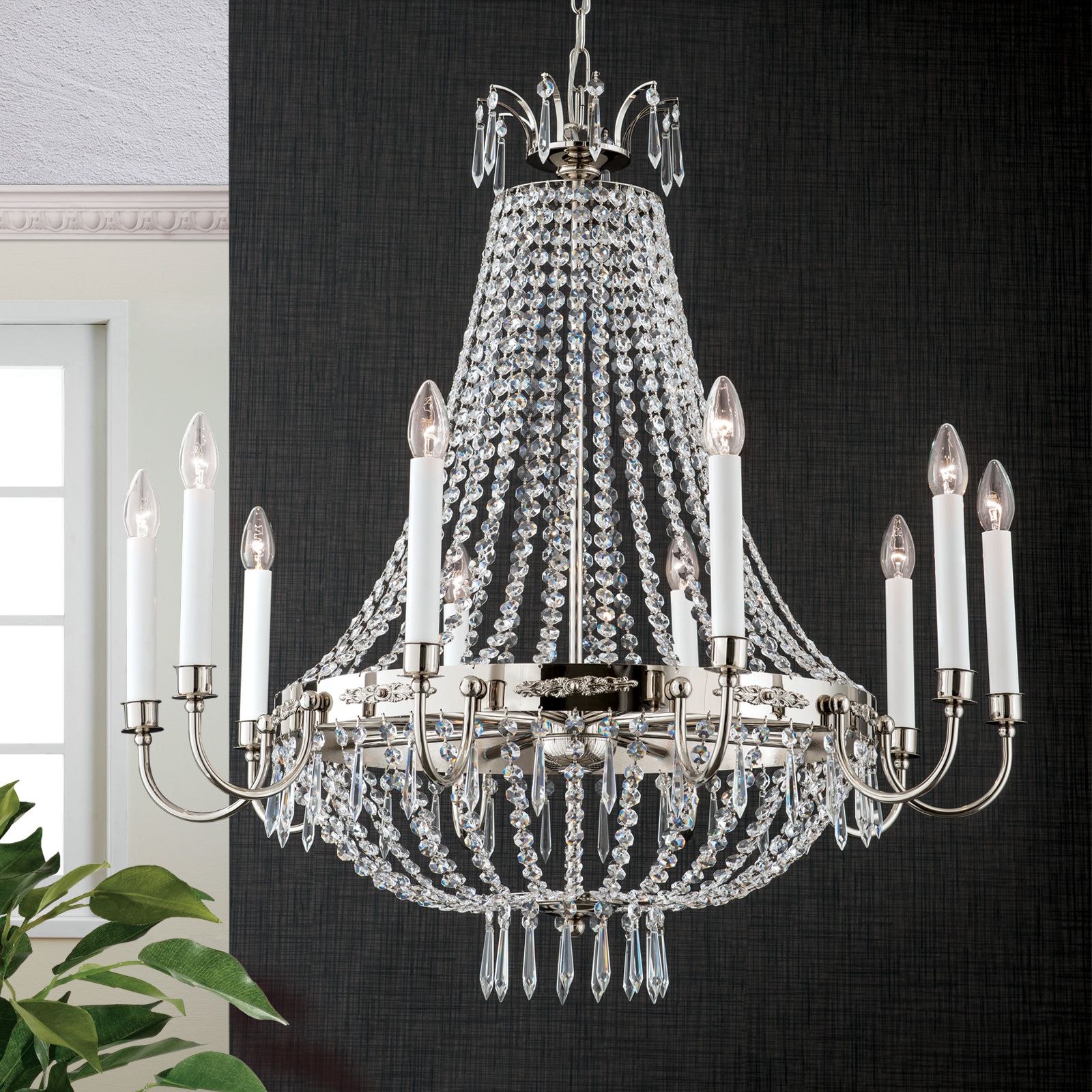 Chandelier EMPIRE CRYSTAL, dia 80cm, antique silver plated
