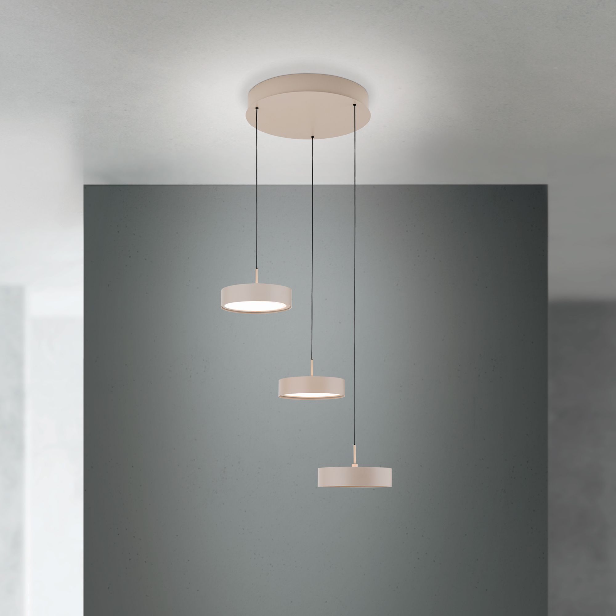 LED Hängeleuchte TEIDE, 3-flammig, rund, khaki
