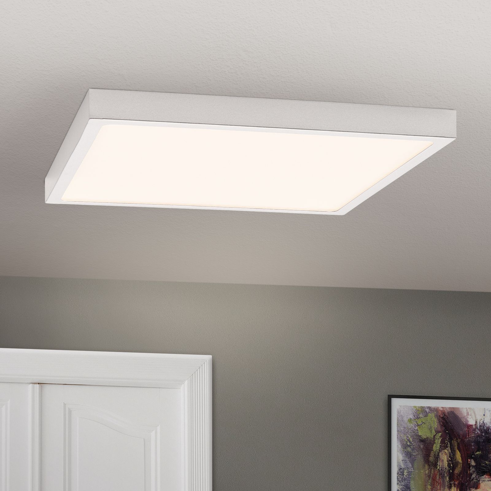 LED ceiling light LERO, titanium, angular, 30cm