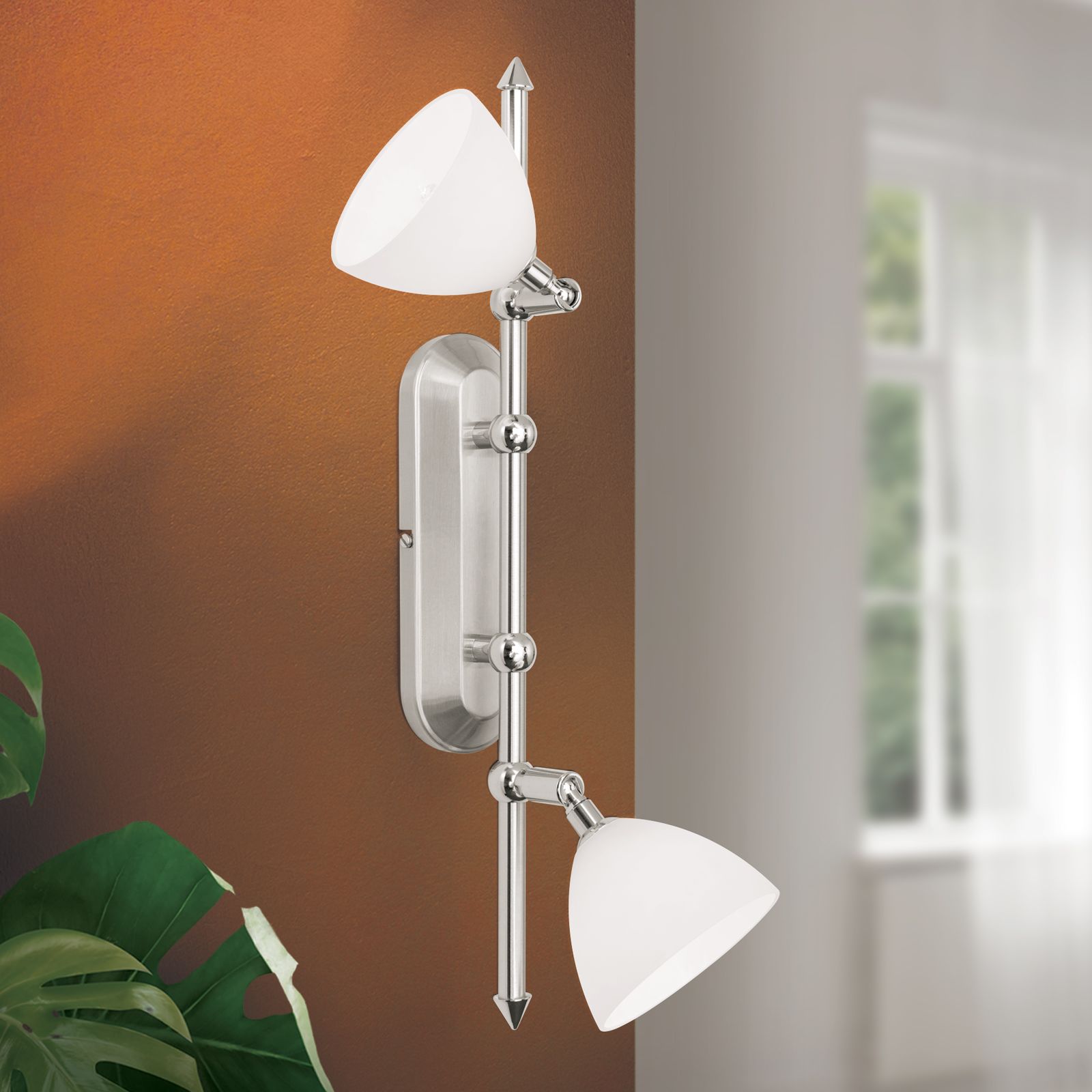 Strahler OPALDESIGN, 2-flammig, Satin, mit Opalgläsern