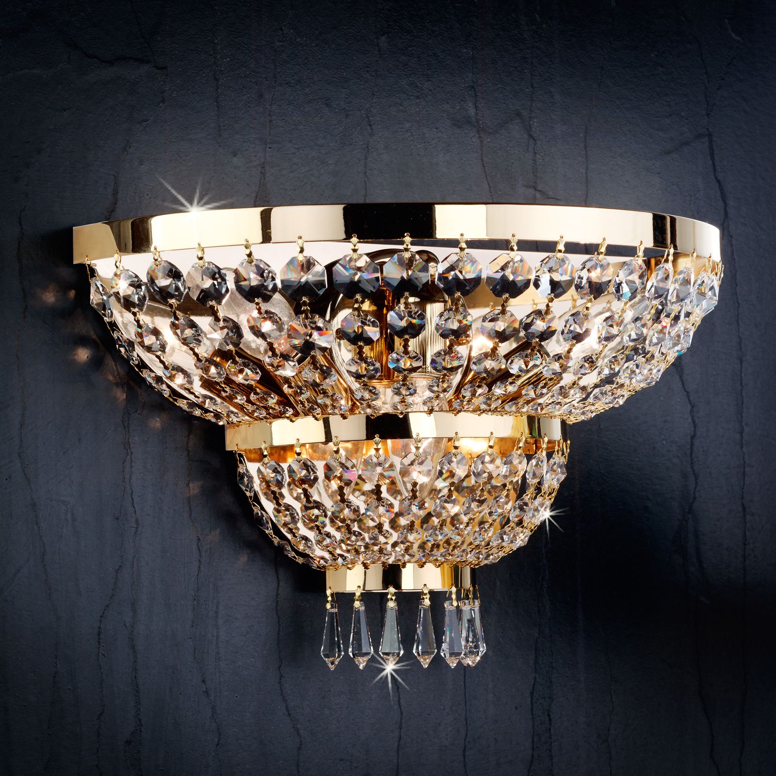 Wandleuchte Sheraton, 3-flammig, Gold