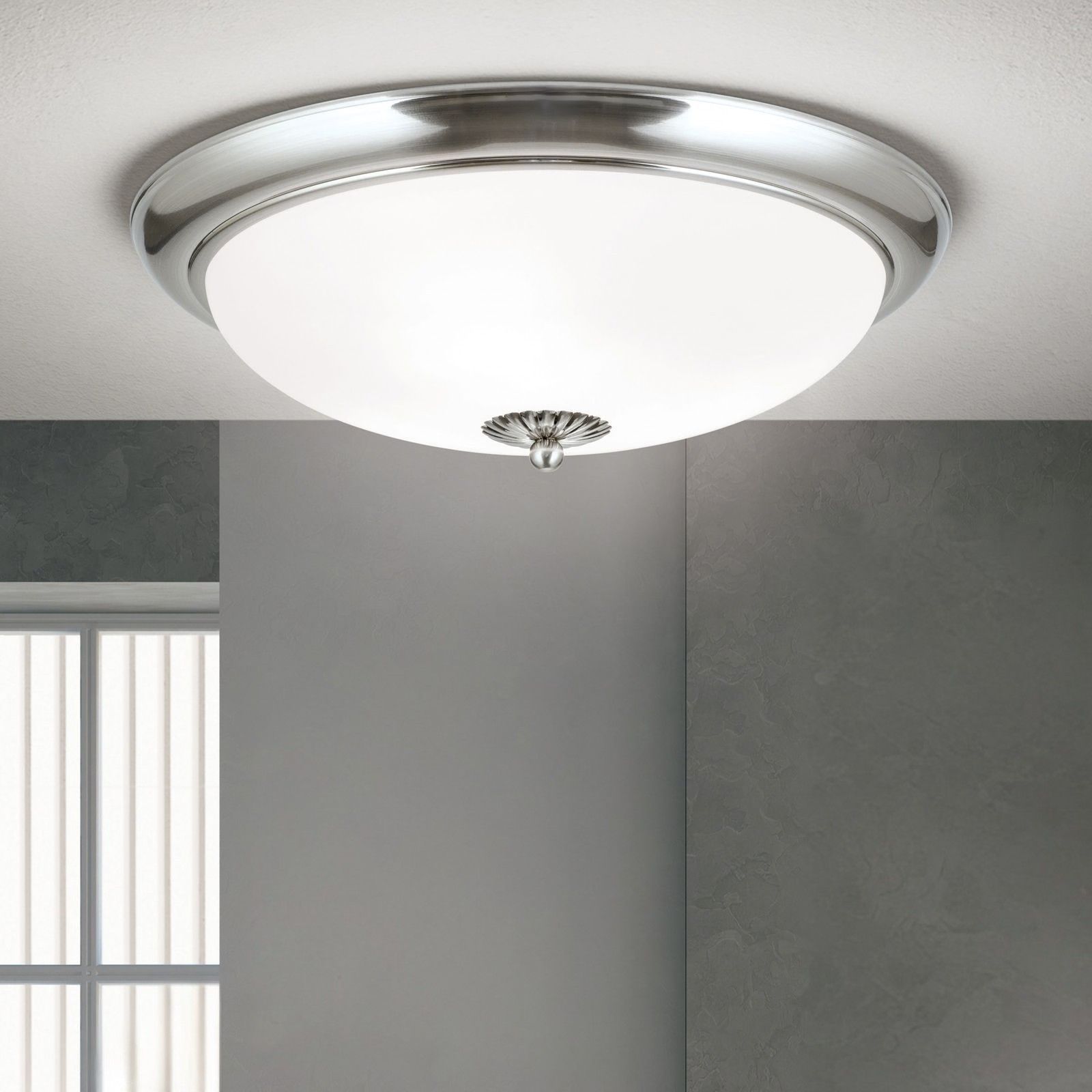 Ceiling light WIENER NOSTALGIE, 47cm, satin chrome colour, matt opal glass