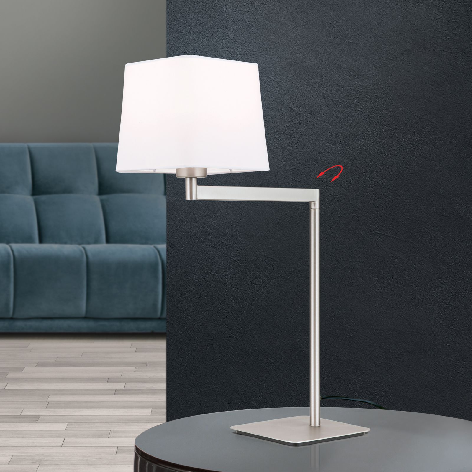 Table lamp CARTLON, satin, swivel-mounted