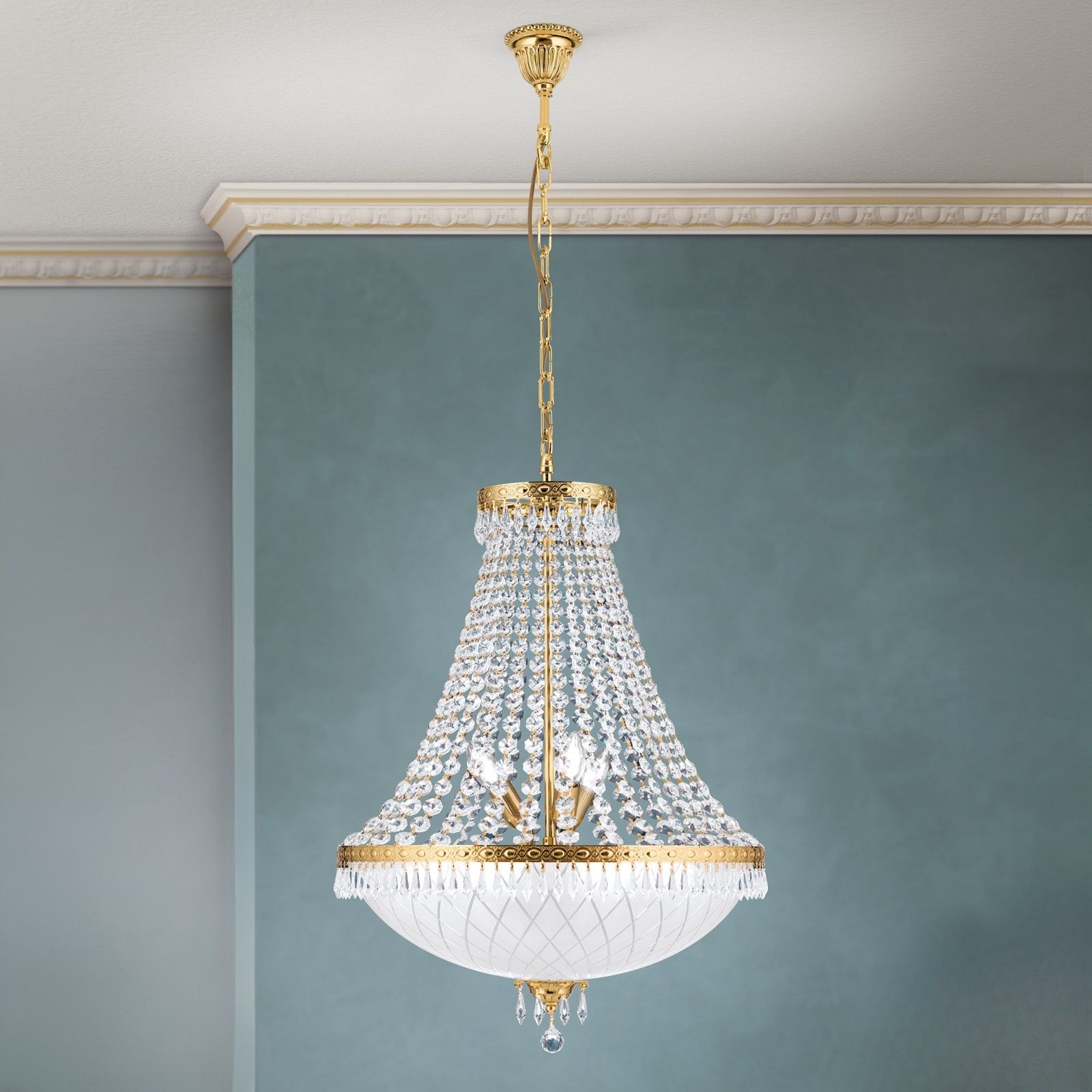 Kronleuchter EMPIRE CRYSTAL, 9-flammig, gold