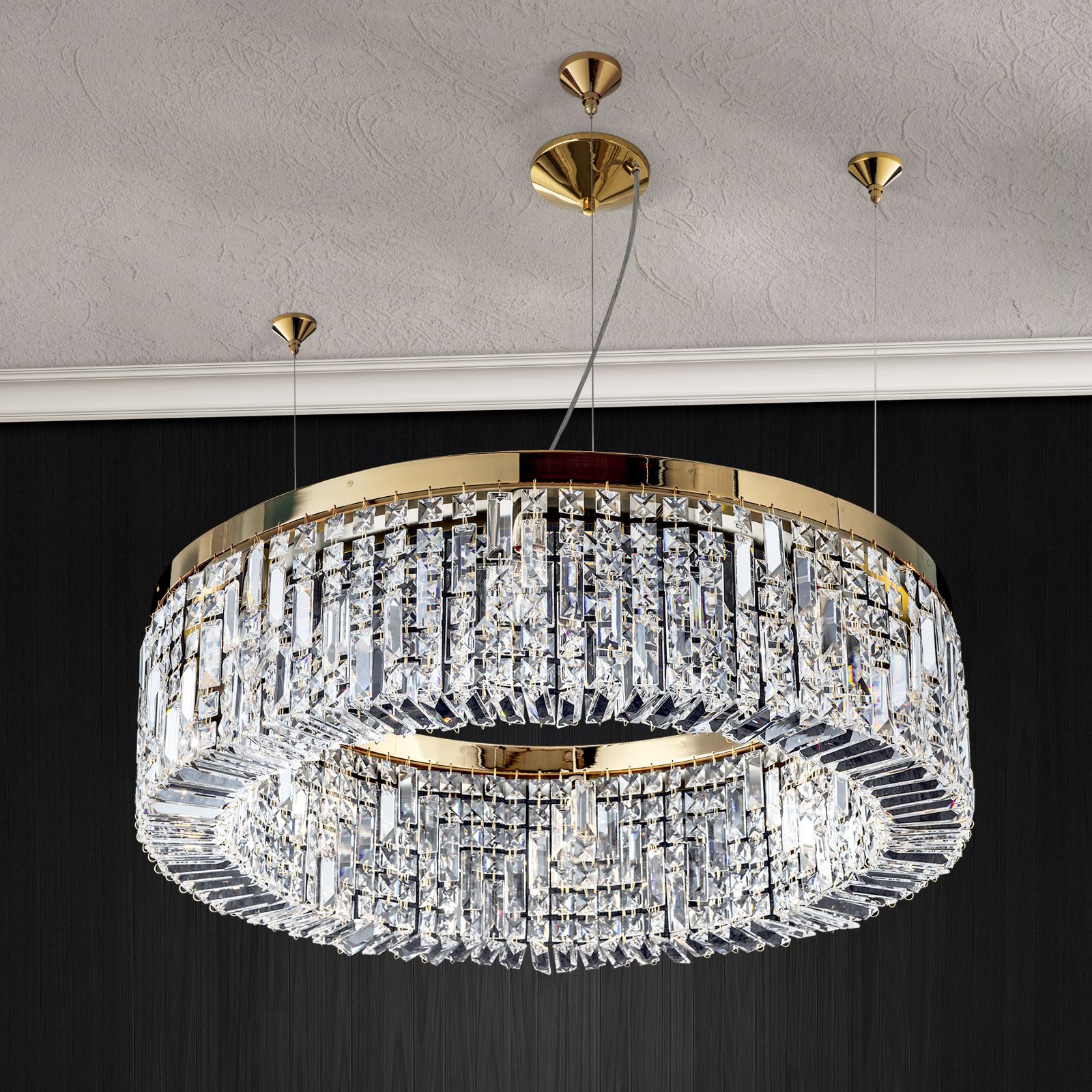 Lustr RING, 8 plamenů, Zlato