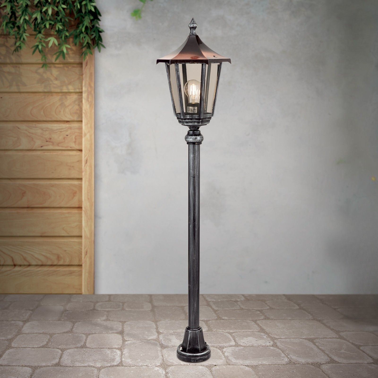 Venkovní svítidlo HERMINE, černá stříbrná, výška 116 cm