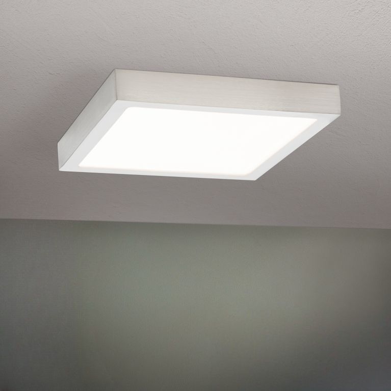 LED ceiling light LERO, titanium, angular, 18cm