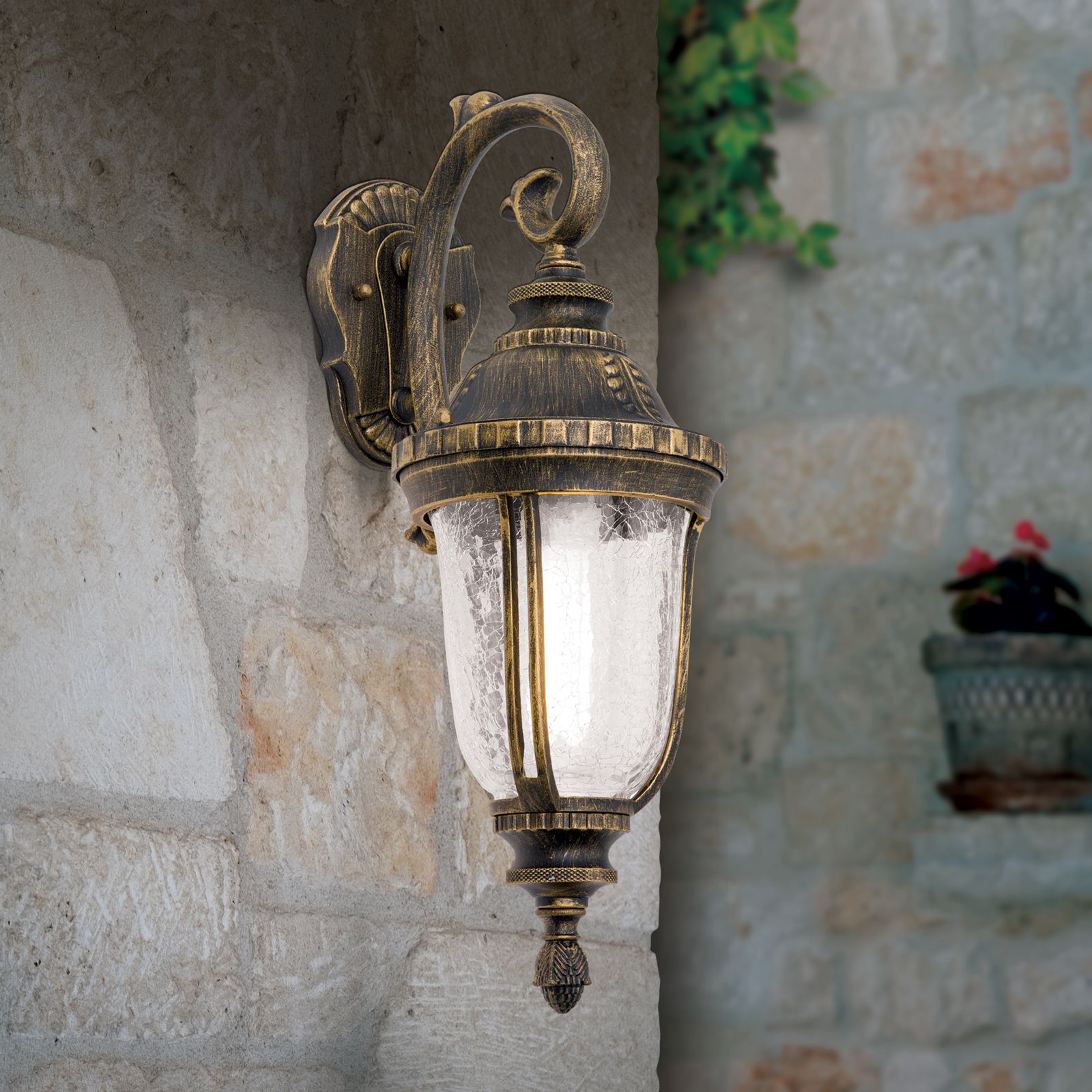 Venkovní nástěnné svítidlo AUGUST, patina, směrem dolů