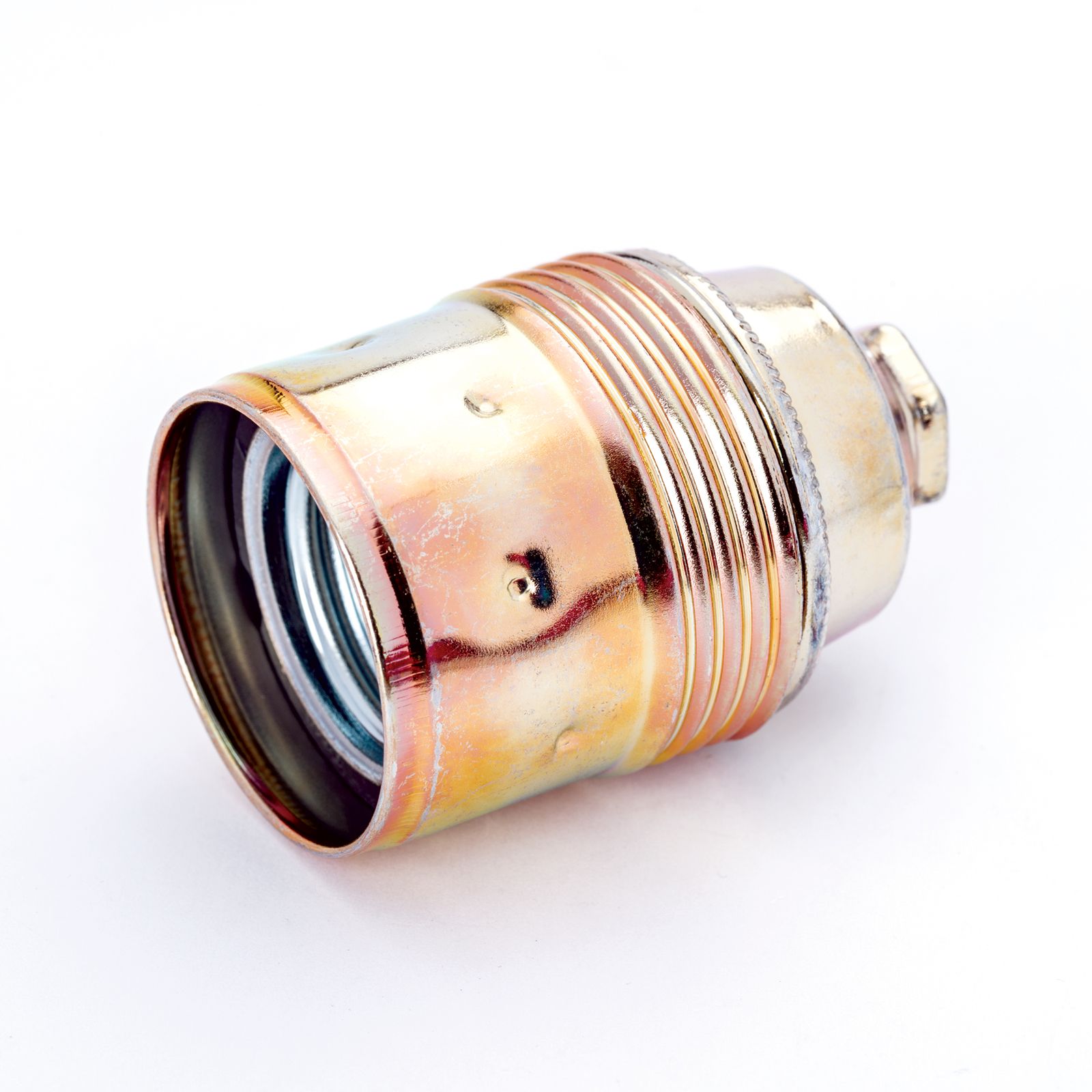 Lamp holder E27 with protective conductor, 60 mm, brass