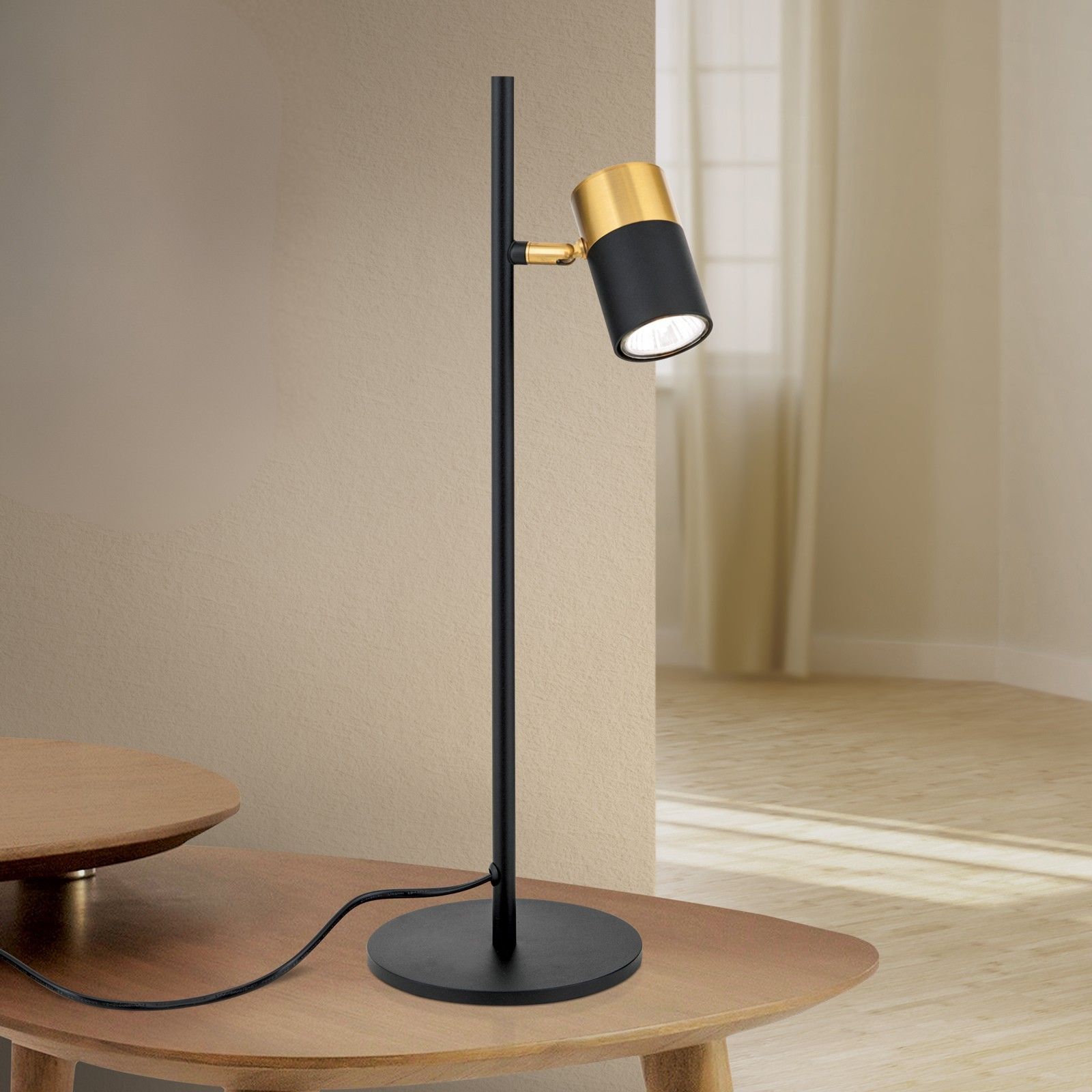 Stolní lampa KEVIN, černo-zlatá, otočná hlava lampy