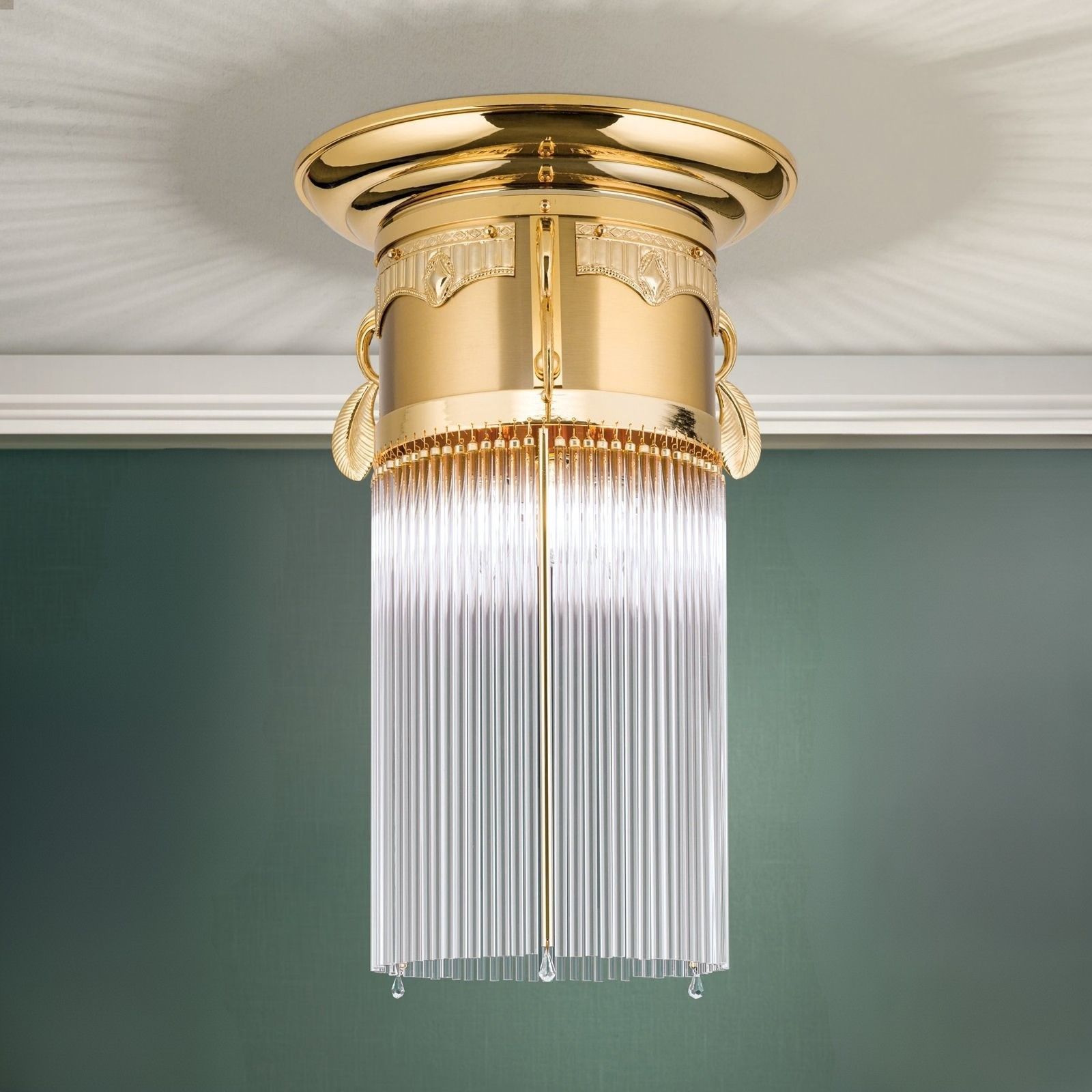 Deckenleuchte Adele, Gold, mit Stäbchen, 37cm