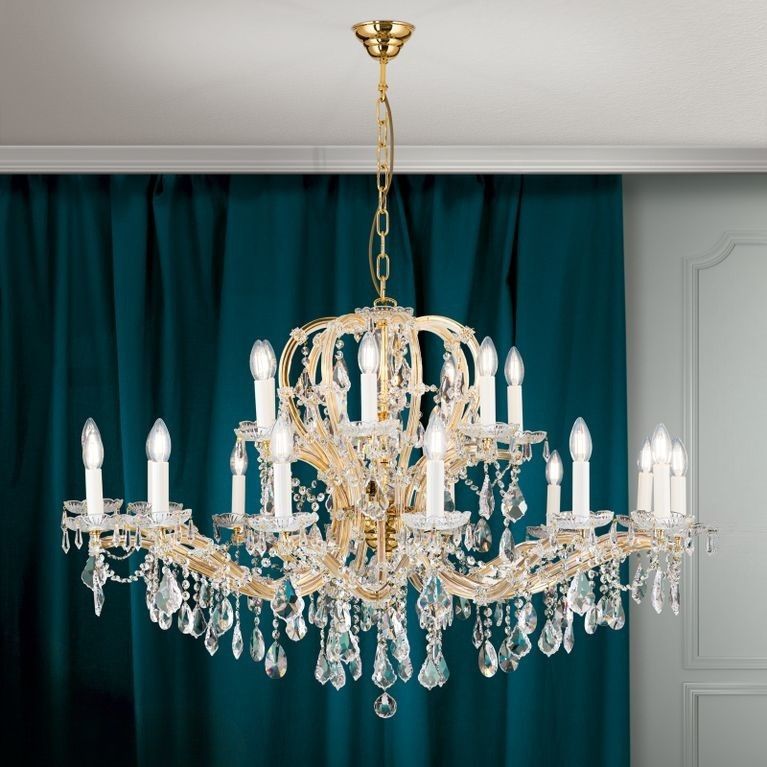 Luster MARIA THERESIA, 21-flammig, Gold, mit Krone