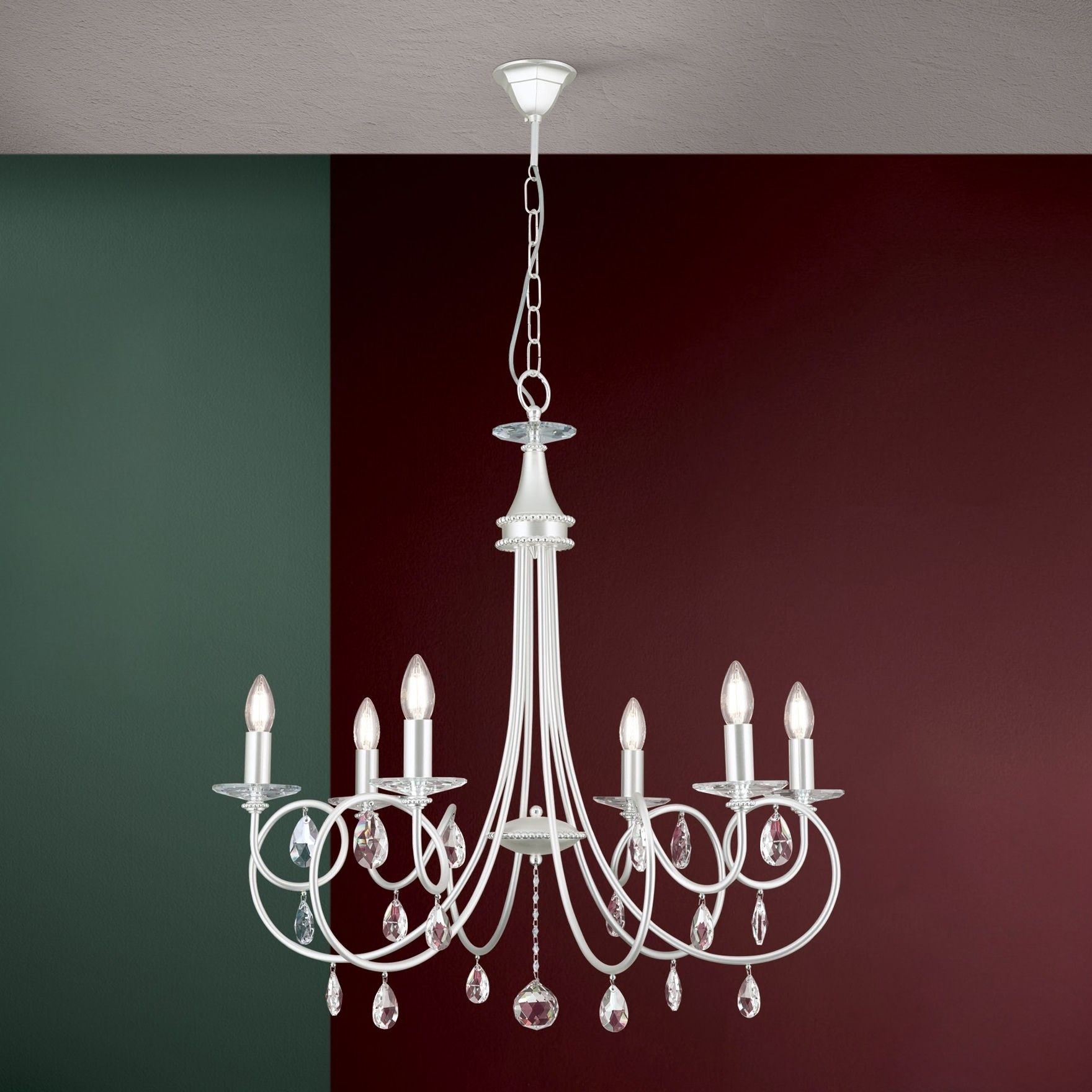 Luster GIADA, 6-flammig, Silber-matt