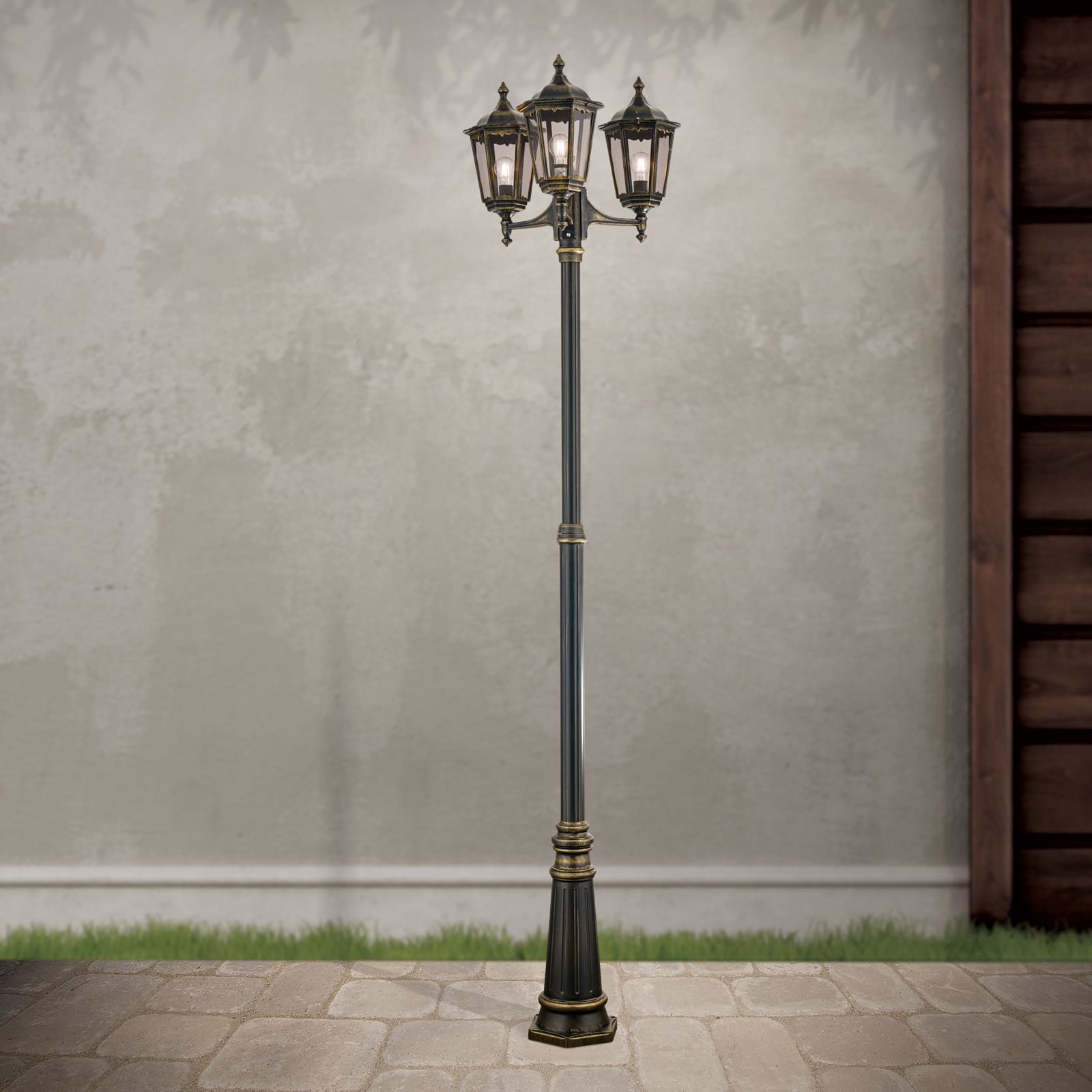 Außenleuchte PUCHBERG, Schwarz-Gold, H255cm