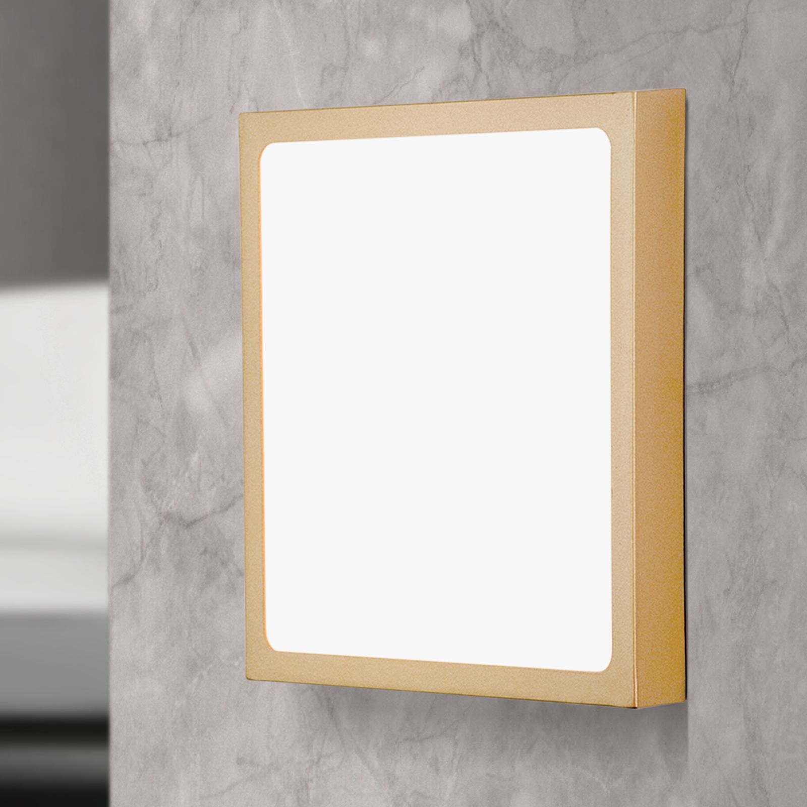 LED stropní svítidlo LERO, čtvercové, matné zlato, 23cm
